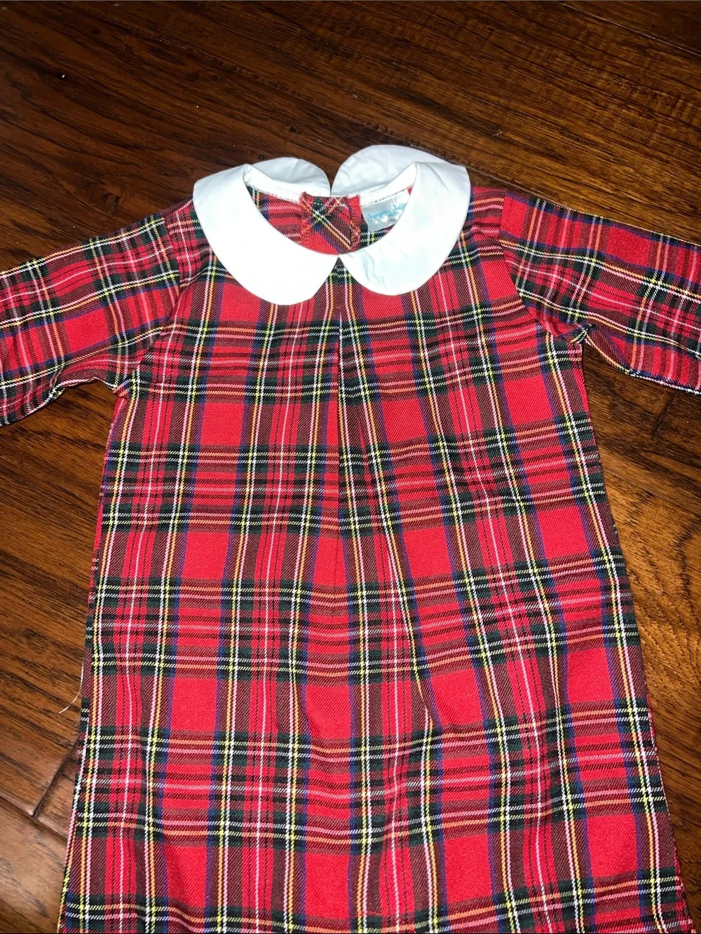 Red Plaid Peter Pan Collar Baby One-Piece Bodysuit